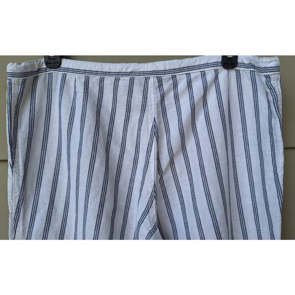 Victoria's Secret Linen blend Striped Pull on Wide Leg Pants White-Gray/Blue 6 - Picture 8 of 8